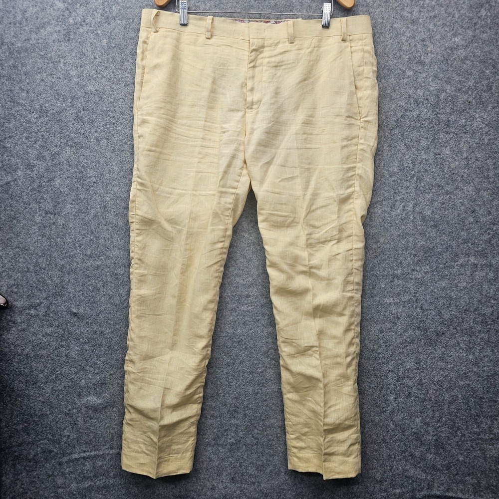 Italian Linen Pants Mens 2XL Light‎ Beige LORD TAYLOR TALLIA Mason Fit 40/29